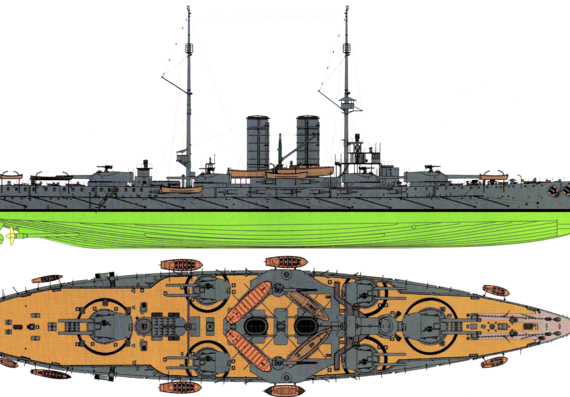 Combat ship KuK Radetzky 1911 [Battleship] - drawings, dimensions, pictures